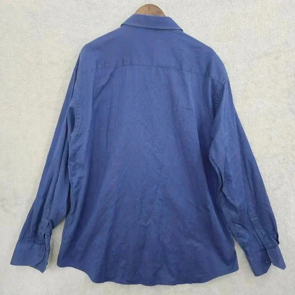 Bugatchi Uomo Mens XXL Blue Striped Long Sleeve Button-Up Shirt 17PT - Picture 2 of 7
